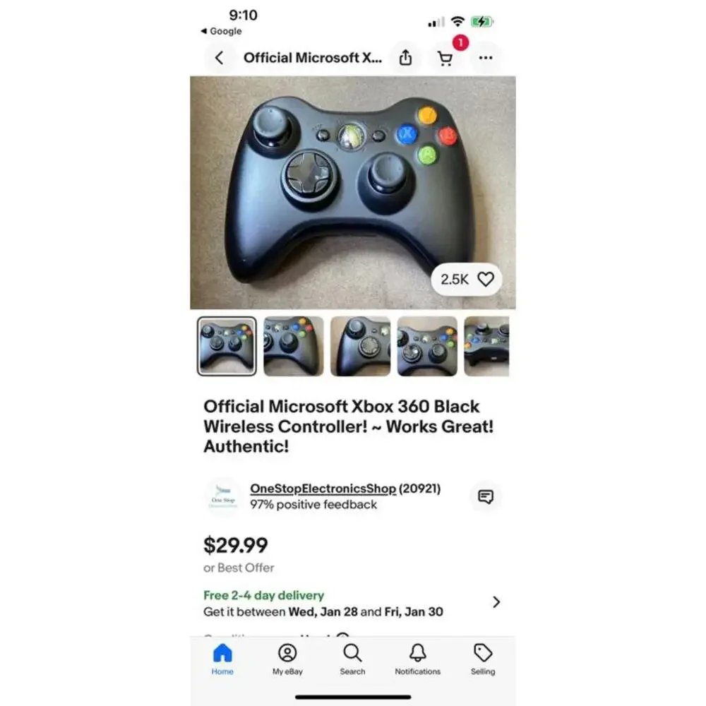 Black Xbox 360 Wireless Controller